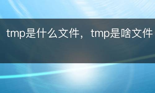 tmp是什么文件，tmp是啥文件