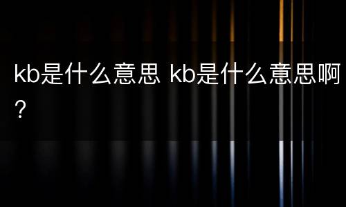 kb是什么意思 kb是什么意思啊?