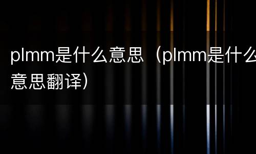plmm是什么意思(plmm是什么意思翻译)