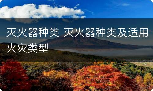 灭火器种类 灭火器种类及适用火灾类型