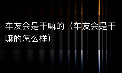车友会是干嘛的（车友会是干嘛的怎么样）