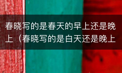 春晓写的是春天的早上还是晚上（春晓写的是白天还是晚上）