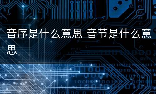 音序是什么意思 音节是什么意思