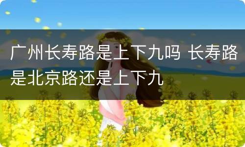 广州长寿路是上下九吗 长寿路是北京路还是上下九