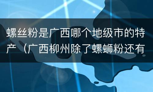 螺丝粉是广西哪个地级市的特产（广西柳州除了螺蛳粉还有什么特产）