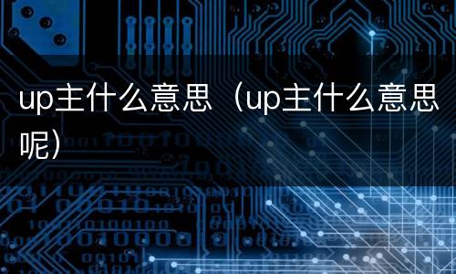 up主什么意思（up主什么意思呢）