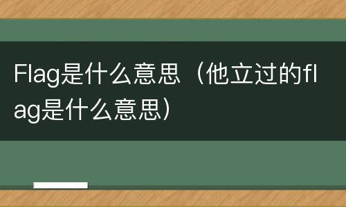 Flag是什么意思（他立过的flag是什么意思）