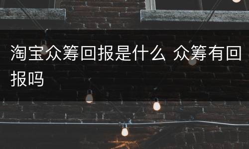 淘宝众筹回报是什么 众筹有回报吗