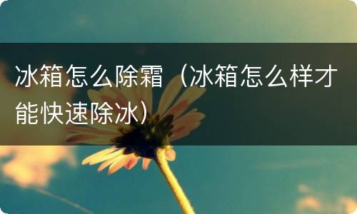 冰箱怎么除霜（冰箱怎么样才能快速除冰）