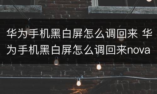 华为手机黑白屏怎么调回来 华为手机黑白屏怎么调回来nova7