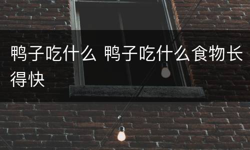 鸭子吃什么 鸭子吃什么食物长得快