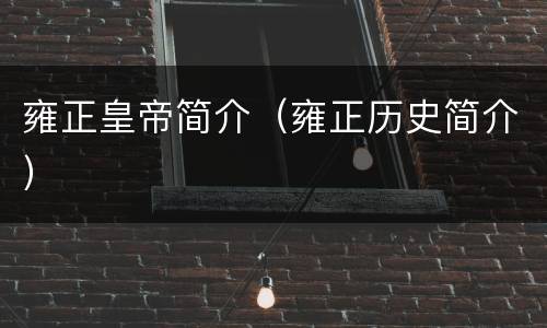 雍正皇帝简介（雍正历史简介）