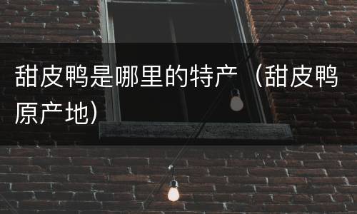 甜皮鸭是哪里的特产（甜皮鸭原产地）