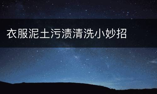 衣服泥土污渍清洗小妙招
