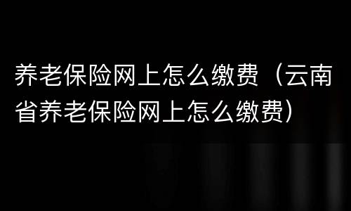 养老保险网上怎么缴费（云南省养老保险网上怎么缴费）