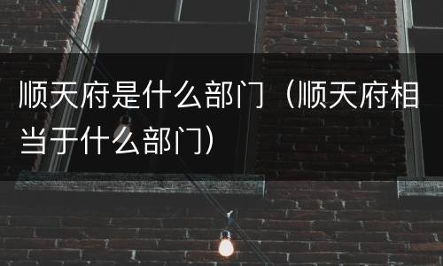 顺天府是什么部门（顺天府相当于什么部门）