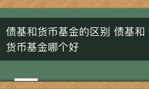 债基和货币基金的区别 债基和货币基金哪个好