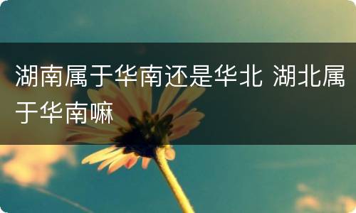 湖南属于华南还是华北 湖北属于华南嘛