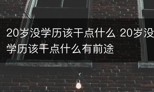 20岁没学历该干点什么 20岁没学历该干点什么有前途