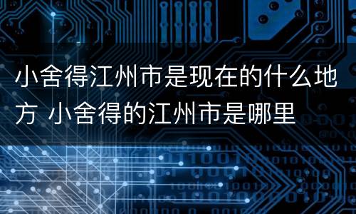 小舍得江州市是现在的什么地方 小舍得的江州市是哪里