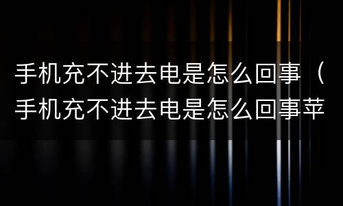 手机充不进去电是怎么回事（手机充不进去电是怎么回事苹果xr）