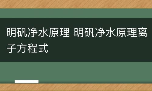 明矾净水原理 明矾净水原理离子方程式