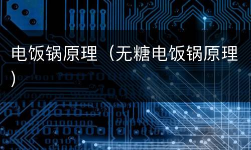 电饭锅原理（无糖电饭锅原理）