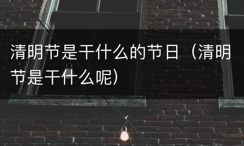 清明节是干什么的节日（清明节是干什么呢）