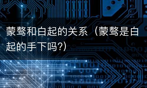 蒙骜和白起的关系（蒙骜是白起的手下吗?）