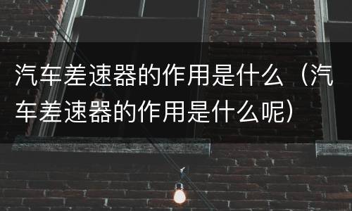 汽车差速器的作用是什么（汽车差速器的作用是什么呢）