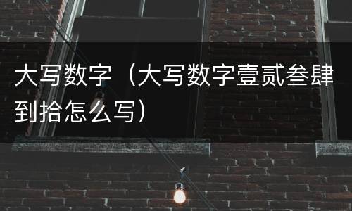 大写数字（大写数字壹贰叁肆到拾怎么写）