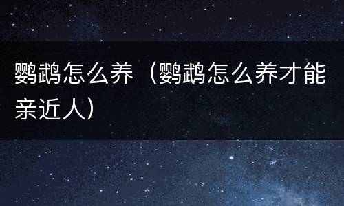 鹦鹉怎么养（鹦鹉怎么养才能亲近人）