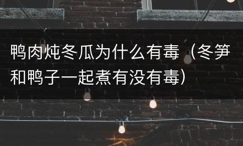 鸭肉炖冬瓜为什么有毒（冬笋和鸭子一起煮有没有毒）