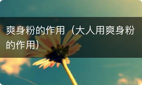 爽身粉的作用（大人用爽身粉的作用）