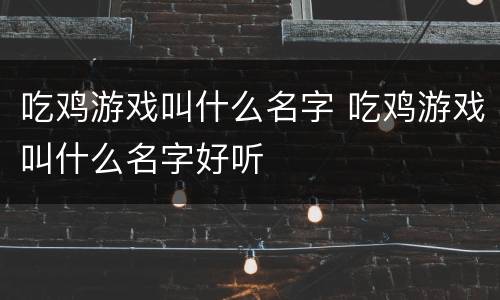 吃鸡游戏叫什么名字 吃鸡游戏叫什么名字好听
