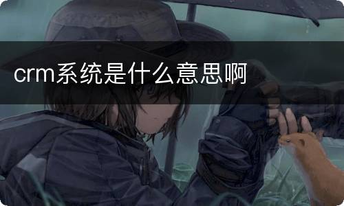 crm系统是什么意思啊
