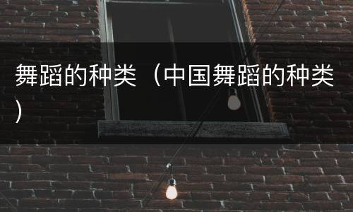 舞蹈的种类（中国舞蹈的种类）
