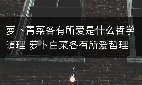 萝卜青菜各有所爱是什么哲学道理 萝卜白菜各有所爱哲理