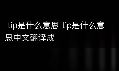  tip是什么意思 tip是什么意思中文翻译成
