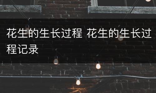 花生的生长过程 花生的生长过程记录