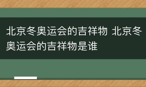 北京冬奥运会的吉祥物 北京冬奥运会的吉祥物是谁