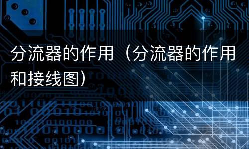 分流器的作用（分流器的作用和接线图）