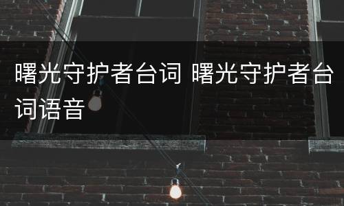曙光守护者台词 曙光守护者台词语音