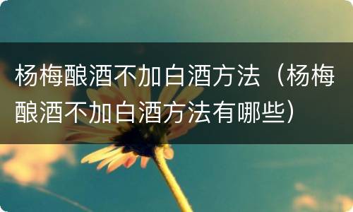 杨梅酿酒不加白酒方法（杨梅酿酒不加白酒方法有哪些）