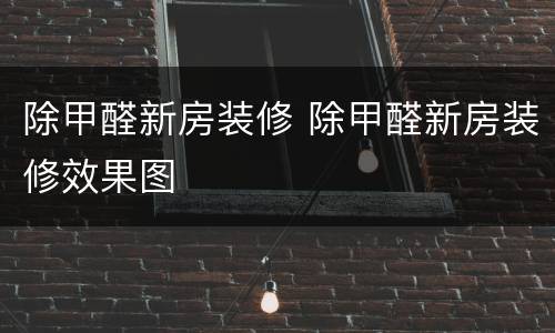 除甲醛新房装修 除甲醛新房装修效果图