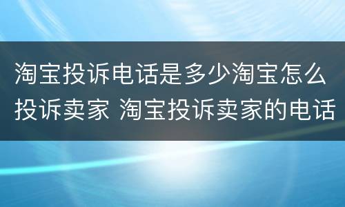 淘宝投诉电话是多少淘宝怎么投诉卖家 淘宝投诉卖家的电话和方法