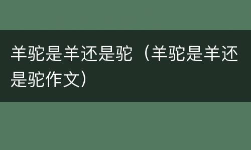 羊驼是羊还是驼（羊驼是羊还是驼作文）
