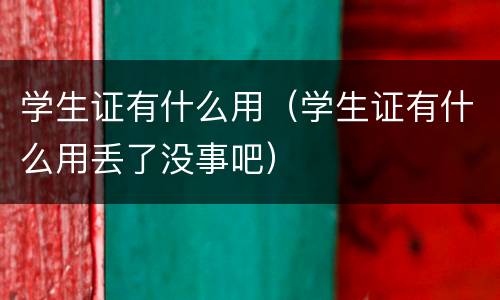 学生证有什么用（学生证有什么用丢了没事吧）
