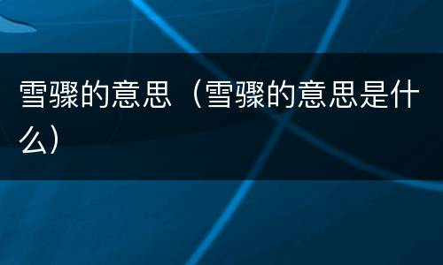 雪骤的意思（雪骤的意思是什么）