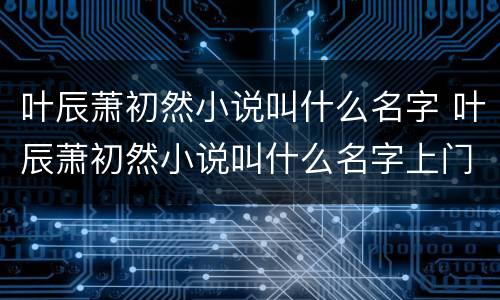 叶辰萧初然小说叫什么名字 叶辰萧初然小说叫什么名字上门龙婿
